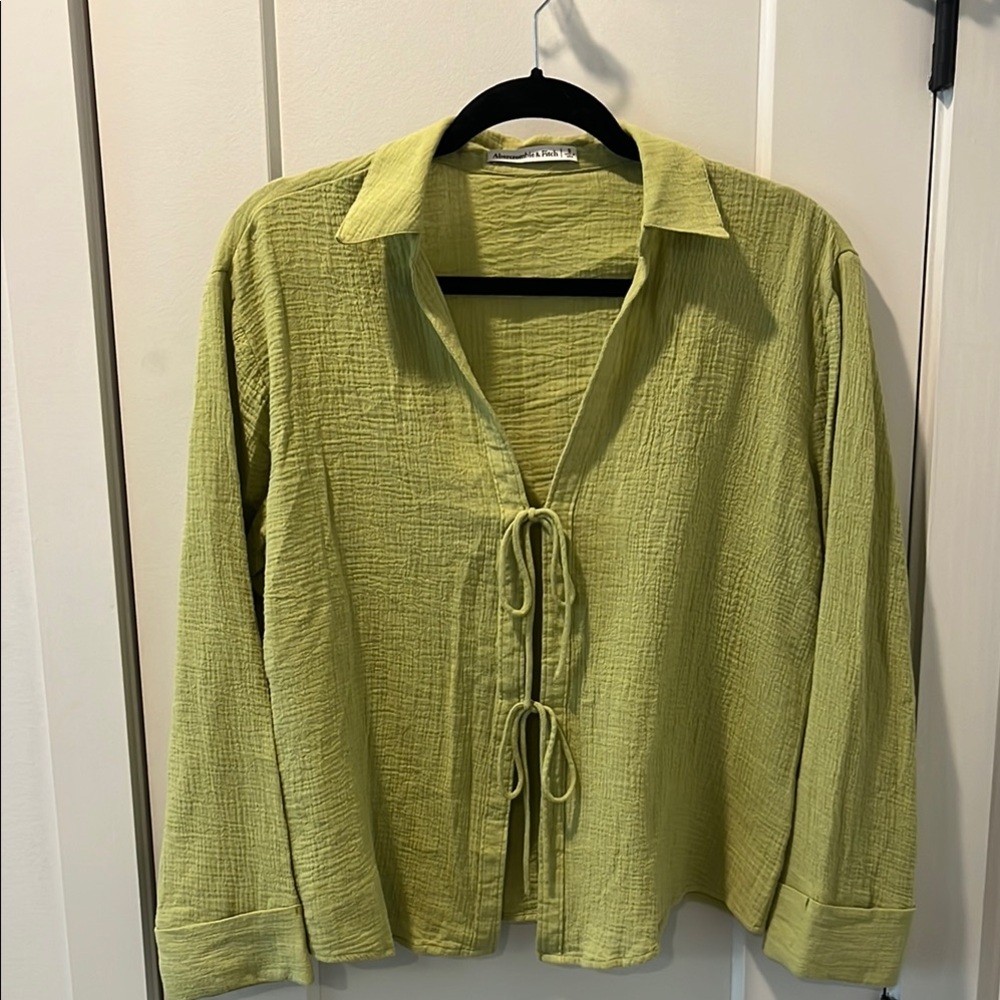 Abercrombie & Fitch Light Green Tie-Front Top